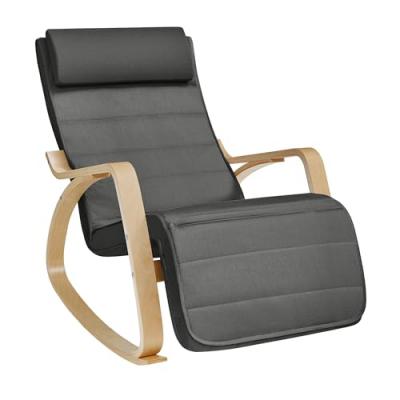 Fauteuil &agrave; bascule avec accoudoirs et repose-pieds - Gris