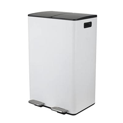 Spirella Poubelle &agrave; p&eacute;dale Tri S&eacute;lectif Acier ALIYA 60L (2x30L) Blanc Mat