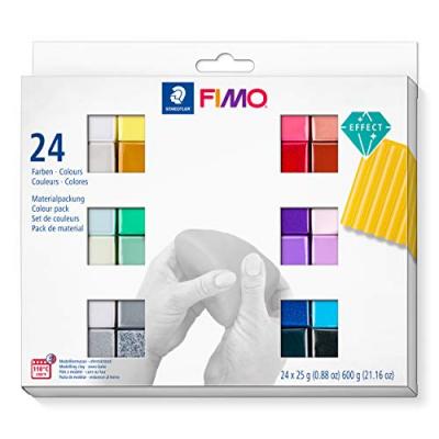 Bo&icirc;te de 24 pains Graine Cr&eacute;ative 25g FIMO EFFECT couleurs assorties