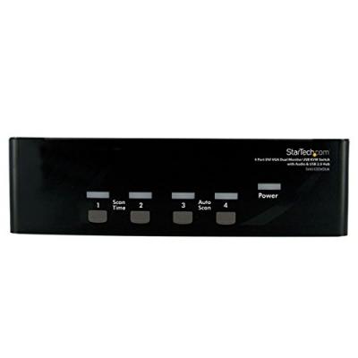 Startech 4 Port Dvi Vga Dual Monitor Kvm Switch Noir