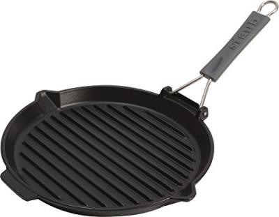 Staub - 1202023 - Gril Rond avec manche en silicone - Noir - 27 cm