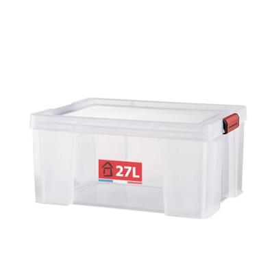 Bac plastique renforc&eacute; Clip'N Store - 27 Litres - Transparent / Argent