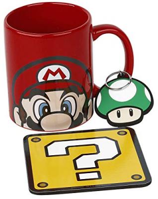 SUPER MARIO Coffret cadeau - Mug, Dessous de Verre, 315ml, Porte-Clef