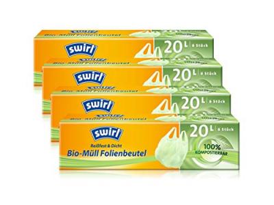 Sacs poubelle biologiques en film avec poign&eacute;e 20 L/6 sachets, de 4 (4 x 6 pi&egrave;ces)