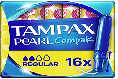 Tampax Compak Pearl Regular avec Applicateur, 16 Unit&eacute;s