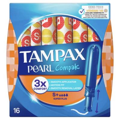 Tampax Compak Pearl Superplus 16 Units Compresses Argent&eacute;