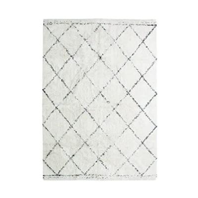 COTTON BERBERE Tapis de salon - 120 x 170 cm - 100 % coton - Ecru naturel - Motif losange