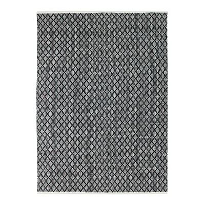 Tapis terra - 160 x 230 cm - bande croisillons blanc et noir