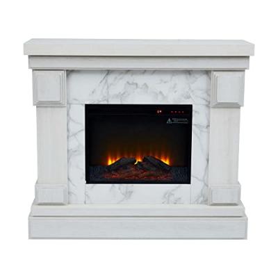 Chemin&eacute;e &Eacute;lectrique, Teamson  Home, blanc marbre, 121 X 39 X 108