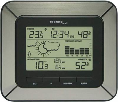 Technoline Ws 9273-It Station M&eacute;t&eacute;o Avec Horloge Noir/Aluminium