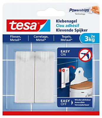 Tesa clou adh&eacute;sif - pour carrelage & m&eacute;tal - charge support&eacute;e : 3 kg