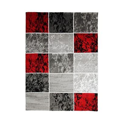 Metro - Tapis &agrave; motifs cubes rouge 160x230 - Rouge