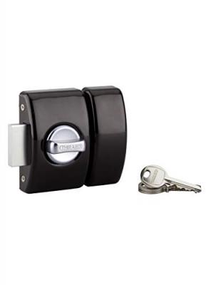 THIRARD - Verrou &agrave; bouton Design 5 pour porte d'entr&eacute;e, cylindre 45mm, acier, 3 cl&eacute;s, noir