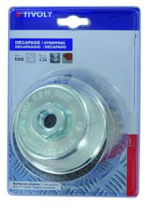 Brosse coupe - fils ondul&eacute;s - axe : 14 mm - D: 90 mm
