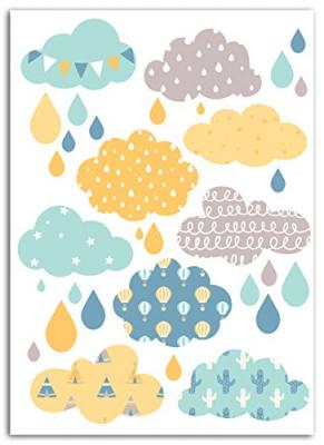 Textile thermocollant 15 x 21 cm - Nuages gar&ccedil;on