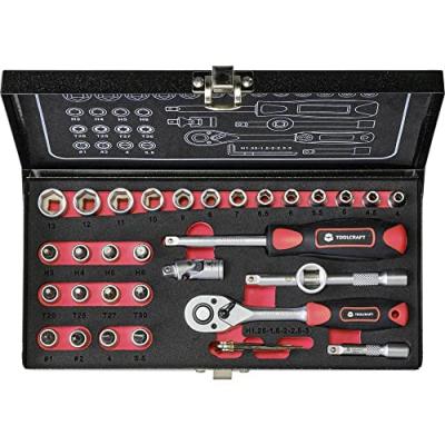 TOOLCRAFT Jeu de cl&eacute;s &agrave; douille m&eacute;trique 1/4 (6.3 mm) 36 pi&egrave;ces 826363