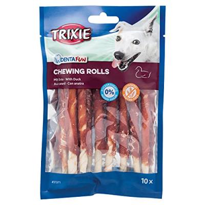 Trixie Denta Fun Lot de 10 b&acirc;tons &agrave; m&acirc;cher avec Canard 12 cm