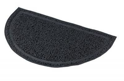 Tapis semi-circulaire gris en plastique pour bac &agrave; liti&egrave;re