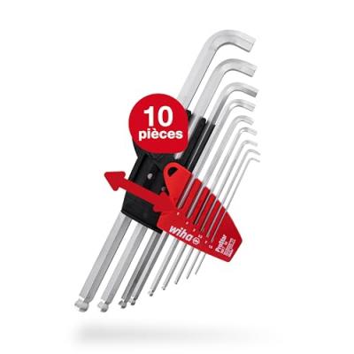 Wiha Ensemble de cl&eacute;s en L hexagonales 10 pcs ProStar chrom&eacute;s