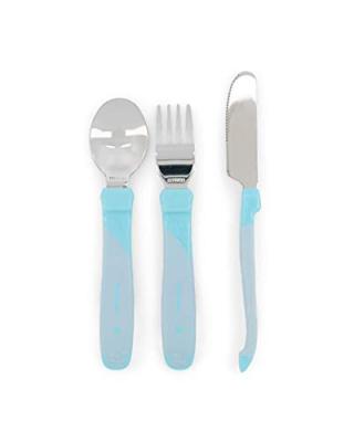 TWISTSHAKE Couverts enfant inox bleu pastel 3 pi&egrave;ces