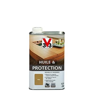 V33 Huile et Protection pour Meubles et Boiseries, Miel 0,5l 102220