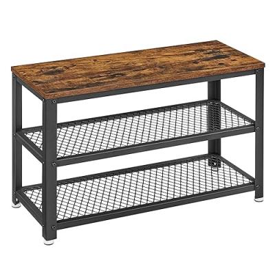 Banc &agrave; chaussures &agrave; 2 niveaux - L73 cm - Marron vintage