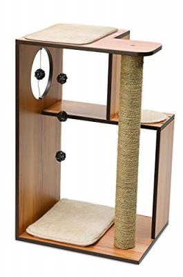 Meuble Griffoir pour Chats V-box Vesper Grande Taille Nogal 50x40x78