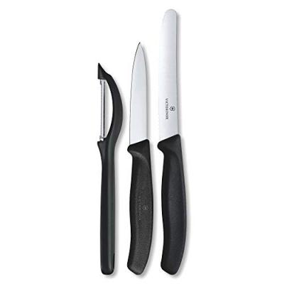 Victorinox - ensemble de couteaux avec peeler, 3 pi&egrave;ces, noir