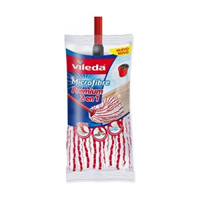 Serpill&egrave;re Vileda microfibres 2-en-1 &agrave; t&ecirc;te universelle - Blanc