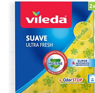 Vileda 142012&nbsp;-&nbsp;chiffon anit-bacterial lisse avec 30% microfibre (2&nbsp;unit&eacute;s)