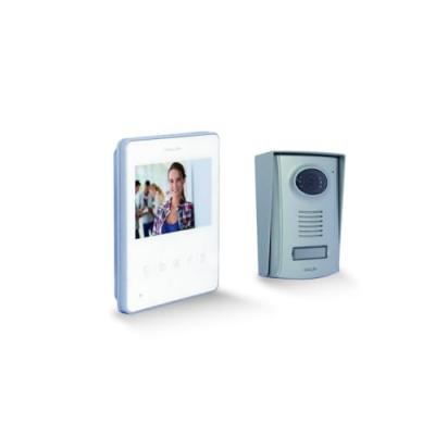 Interphone vid&eacute;o Chacon 34844 2 fils Set complet aluminium, blanc