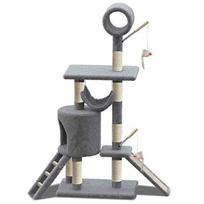 VOUNOT Arbre &agrave; Chat 154cm avec Griffoir Plateforme Niche XXL Gris