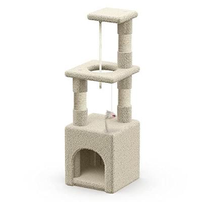 VOUNOT Arbre &agrave; Chat 88cm avec Corde Griffoir Plateforme Niche Beige