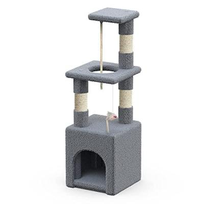 VOUNOT Arbre &agrave; Chat 88cm avec Corde Griffoir Plateforme Niche Gris