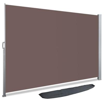 Paravent retractable avec housse de protection 1.4x3m Marron