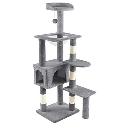 Arbre &agrave; Chat 138cm avec Griffoir Plateforme Niche et Capsule Spatiale gris