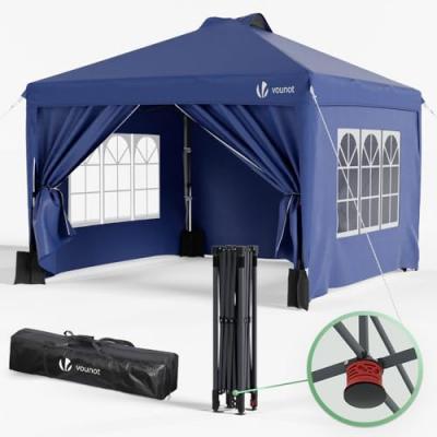 VOUNOT Tonnelle de Jardin 3x3m POP UP installation facile avec portes et fenetres Bleu 