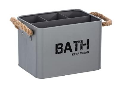 Panier de salle de bains avec compartiments Gara, gris