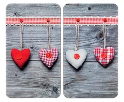 Planches &agrave; d&eacute;couper en verre - Lot de 2 couvre plaques universels - Coeurs