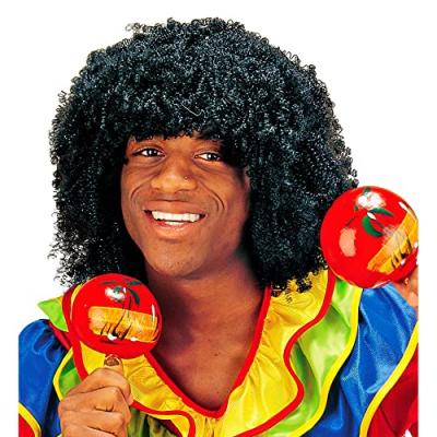 Widmann 6106B - Perruque Br&eacute;silienne, noir, cheveux artificiels, perruque fris&eacute;e, afro