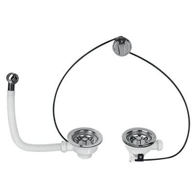 Wirquin - Bonde &agrave; panier pour &eacute;vier 2 bacs &Oslash;90 mm 30718724, blanc