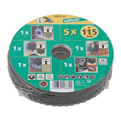 Wolfcraft 1664000 Kit d&eacute;couverte de 5 Disques pour meuleuses &oslash; 125 mm