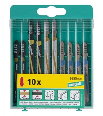 WOLFCRAFT Coffret lames scie sauteuse en T - 10 pieces