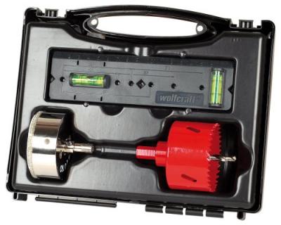 Coffret tr&eacute;pans Wolfcraft Prises &eacute;lectriques