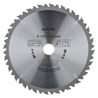 Lame de Scie Circulaire CT 24 Dents, &Oslash; 250 x 30 x 3,2 - wolfcraft 6740000
