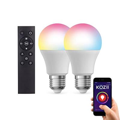 Pack de 2 Ampoules LED connect&eacute;es A60, culot E27, RVB avec t&eacute;l&eacute;commande connect&eacute;e