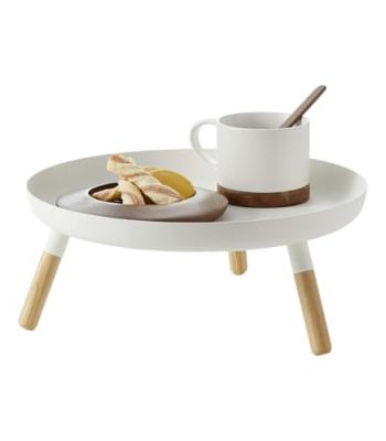 Yamazaki Plain Table &agrave; Plateau, Acier alli&eacute; Bois, Blanc, Taille Unique
