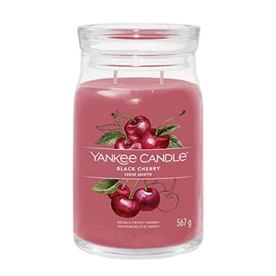 Bougie signature cerise griotte grand mod&egrave;le - - Rose - Verre