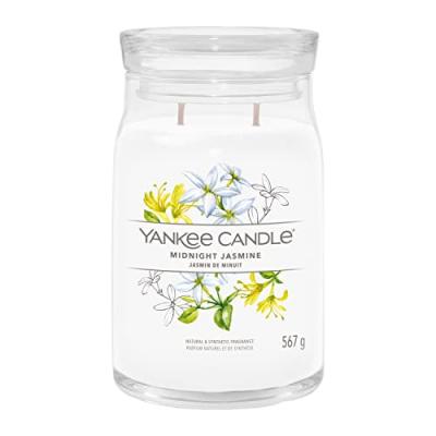 Bougie signature jasmin de minuit grand mod&egrave;le - - Blanc - Verre
