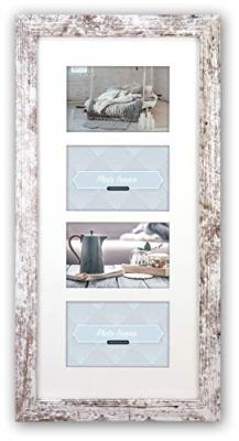 S.r.l. Nelson 6 4Q Cadre Photo Bois Chabby Chic Blanc 4 x 10 x 15 cm